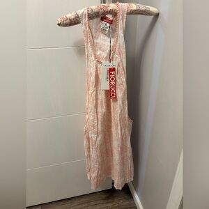 Fiorucci Women’s Pineapple Pink And White Printed Cover Up Dress Size 40 NWT